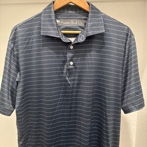Hammer Back Performance Golf Polo Shirt Size L Striped Blue Stretch